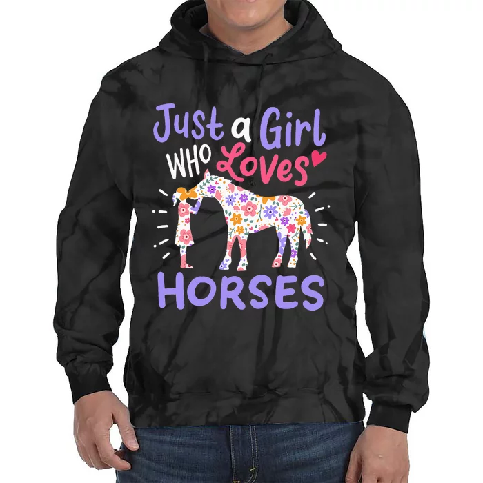 Gift for Horse Lovers Just A Who Loves Horses Tie Dye Hoodie