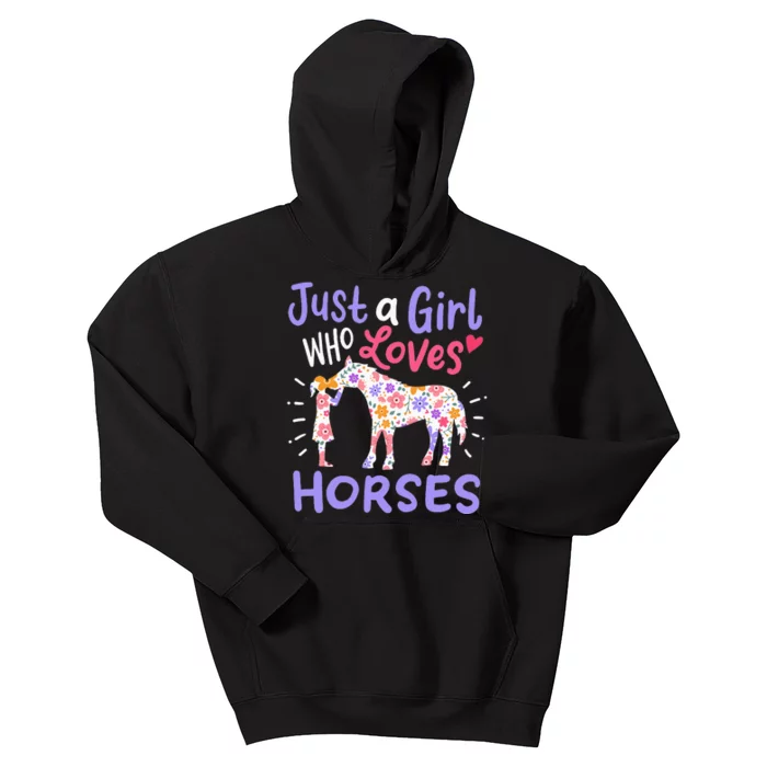 Gift for Horse Lovers Just A Who Loves Horses Kids Hoodie