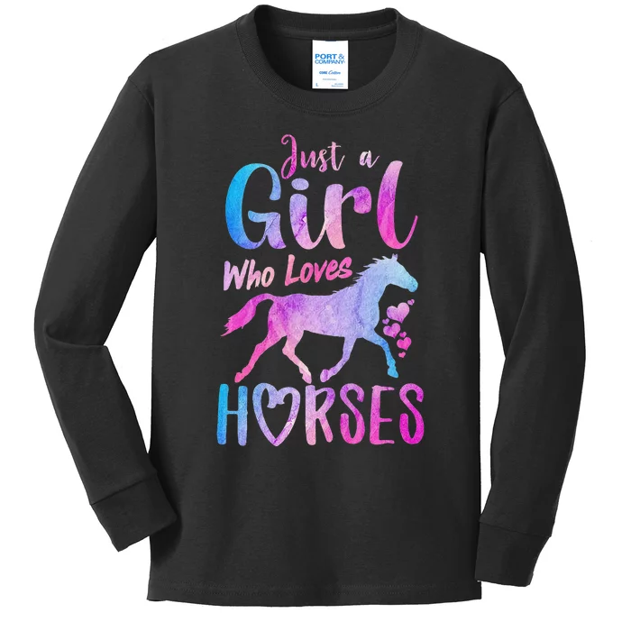 Gift for Horse Lovers Just A Who Loves Horses Kids Long Sleeve Shirt