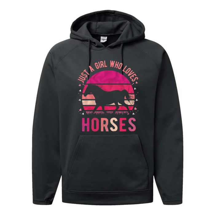 Gift for Horse Lovers Just A Who Loves Horses Performance Fleece Hoodie