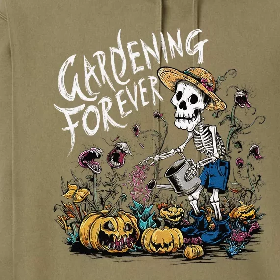 Gardening Forever Halloween Skeleton Gardening Premium Hoodie