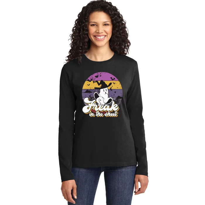 Ghost Freak In The Sheet Halloween Ladies Long Sleeve Shirt