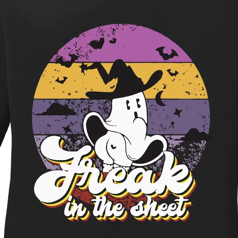 Ghost Freak In The Sheet Halloween Ladies Long Sleeve Shirt