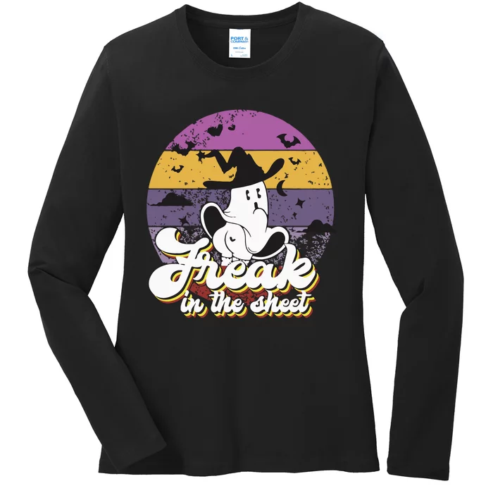 Ghost Freak In The Sheet Halloween Ladies Long Sleeve Shirt