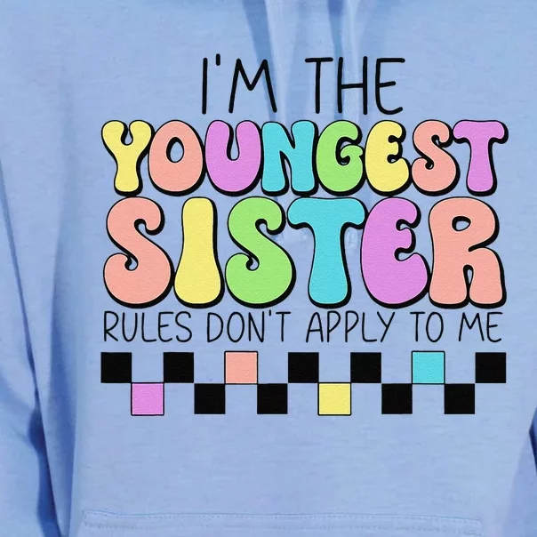 Groovy Flower IM The Youngest Sister Rules DonT Apply Me Unisex Surf Hoodie