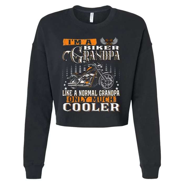 Gentlemen Funny Im A Biker Grandpa Saying Motorcycle Cropped Pullover Crew