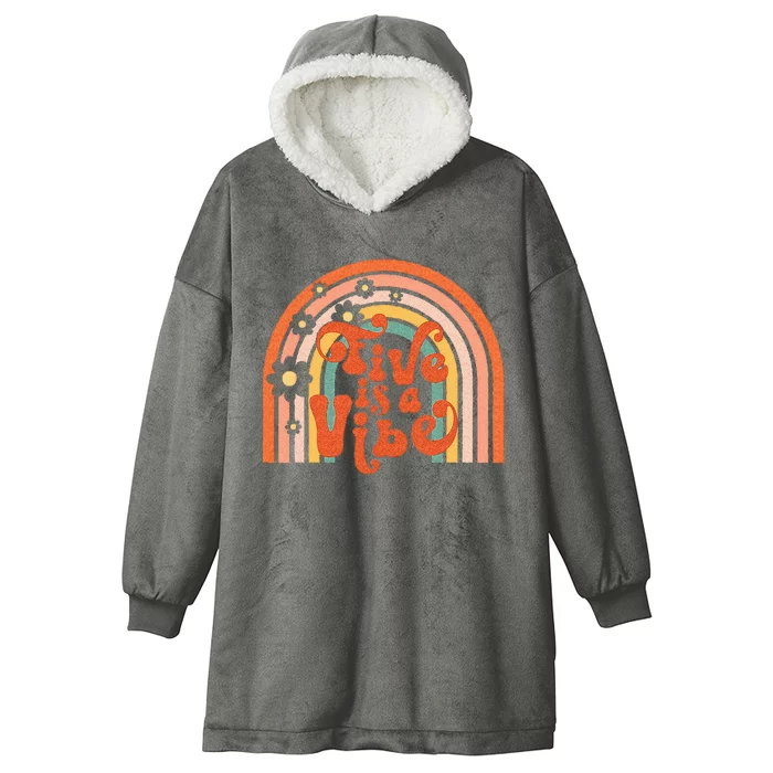 Groovy Five Is A Vibes 5th Birthday Hippie 70s Boho Rainbow Hooded Wearable Blanket