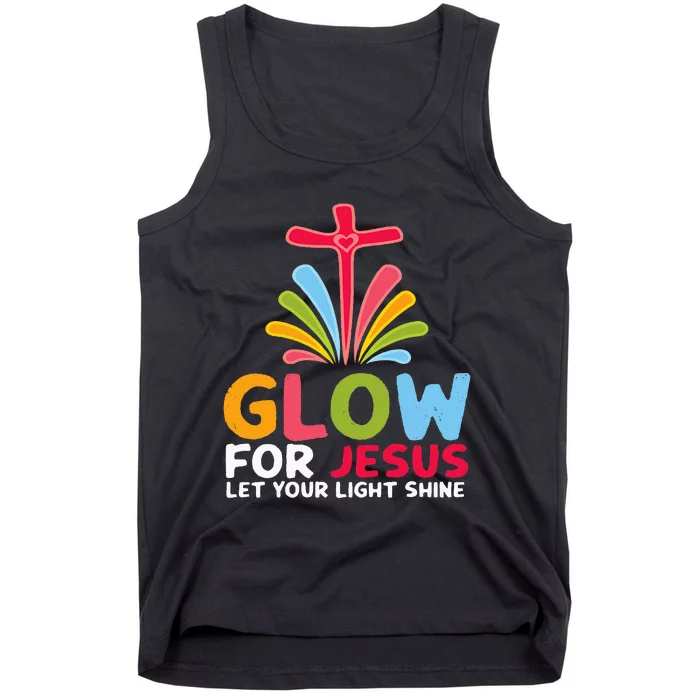 Glow For Jesus Let Your Light Shine Faith Cross Tank Top