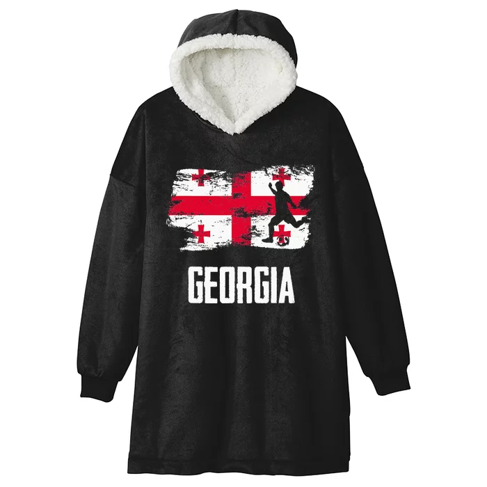 Georgia Flag Jersey Georgian Soccer Team Georgian Hooded Wearable Blanket