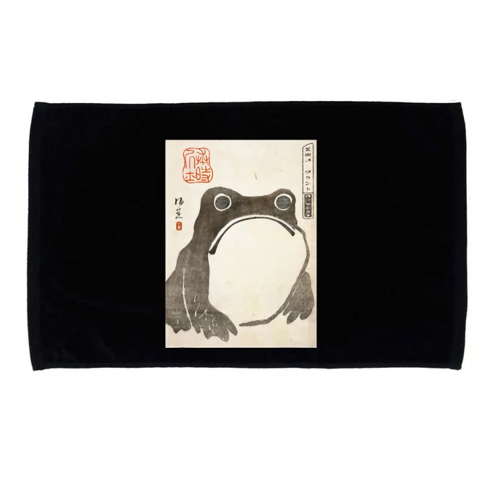 Grumpy Frog Japanese Art Print Microfiber Hand Towel