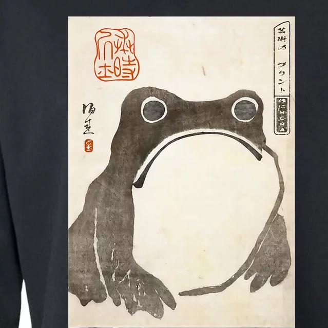 Grumpy Frog Japanese Art Print Cropped Pullover Crew