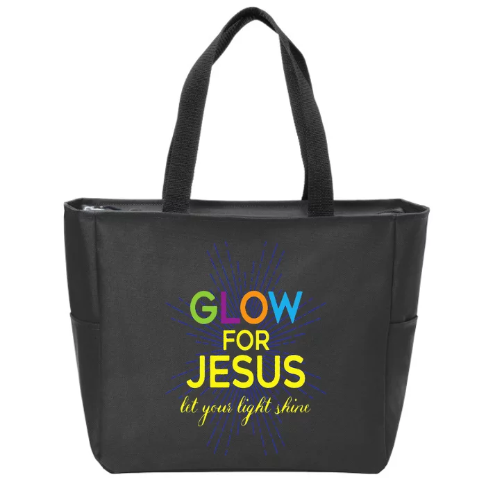 Glow For Jesus  Let Your Light Shine  Faith Apparel Zip Tote Bag