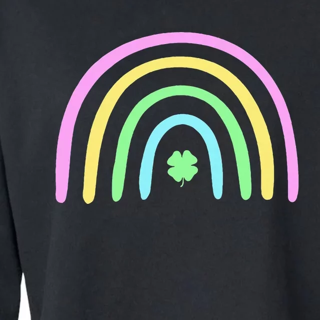 Green Four Leaf Clover Rainbow St Patricks Day Cropped Pullover Crew