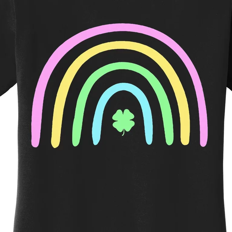 Green Four Leaf Clover Rainbow St Patricks Day Women's T-Shirt