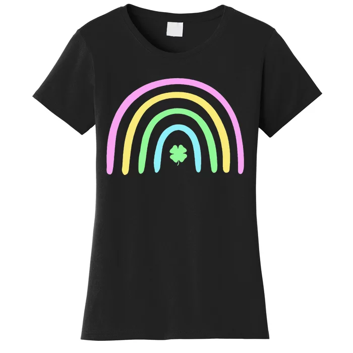 Green Four Leaf Clover Rainbow St Patricks Day Women's T-Shirt