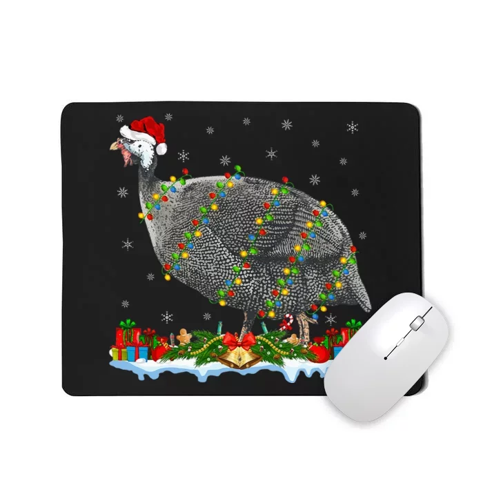 Guinea Fowl Lover Matching Santa Hat Guinea Fowl Christmas Mousepad