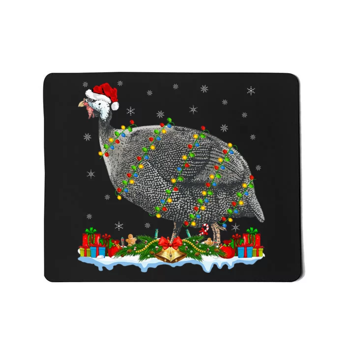 Guinea Fowl Lover Matching Santa Hat Guinea Fowl Christmas Mousepad