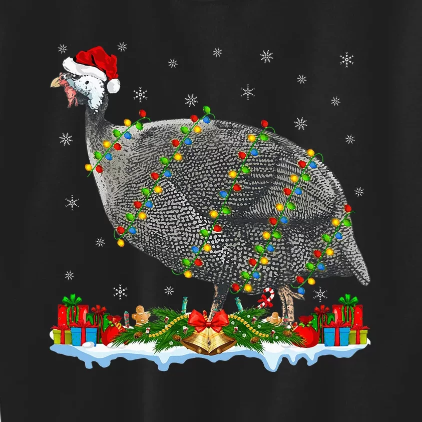 Guinea Fowl Lover Matching Santa Hat Guinea Fowl Christmas Kids Sweatshirt