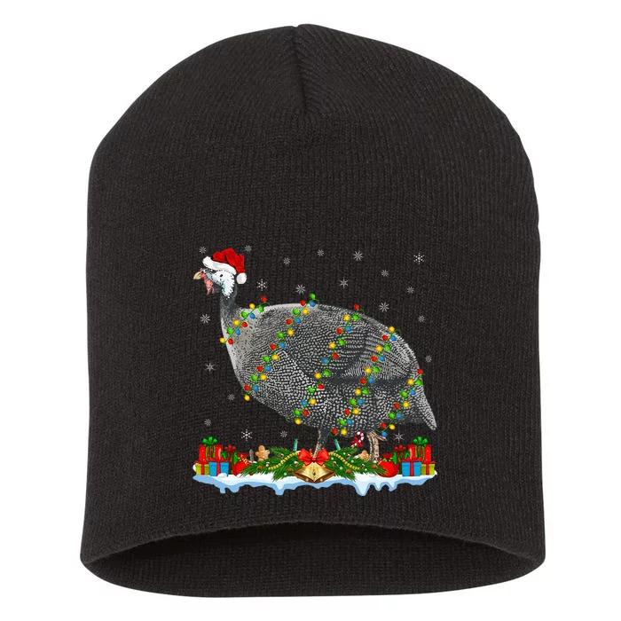 Guinea Fowl Lover Matching Santa Hat Guinea Fowl Christmas Short Acrylic Beanie