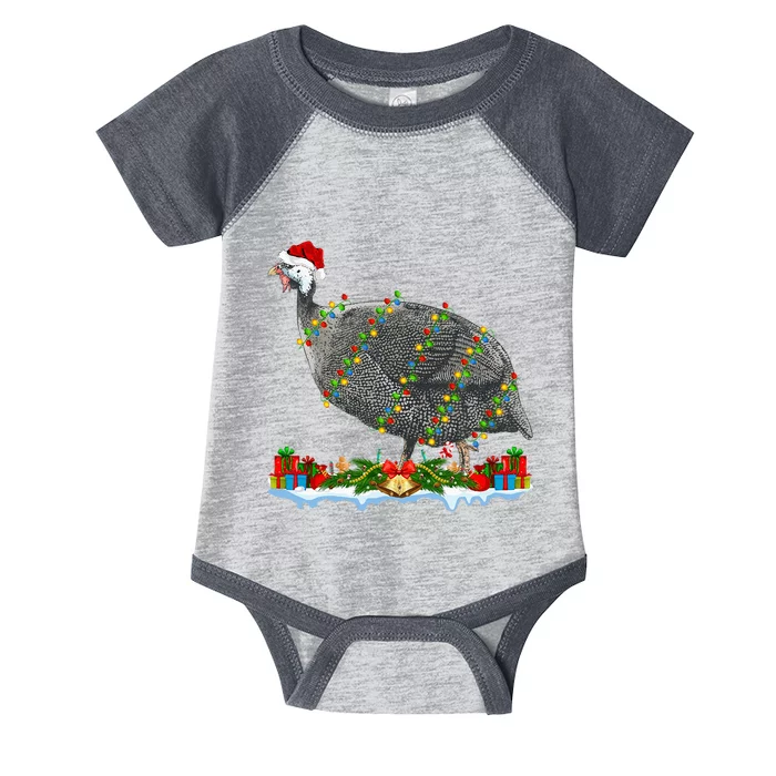 Guinea Fowl Lover Matching Santa Hat Guinea Fowl Christmas Infant Baby Jersey Bodysuit