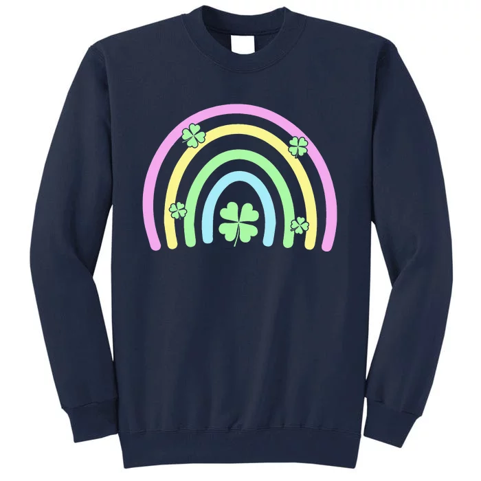 Green Four Leaf Clover Rainbow Happy St Patricks Day Tall Sweatshirt