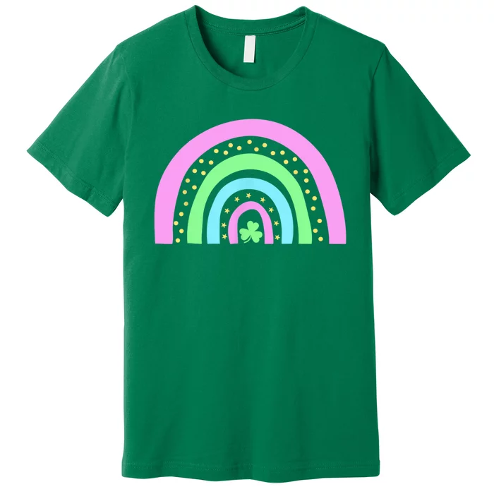 Green Four Leaf Clover Rainbow St Patrick's Day Premium T-Shirt