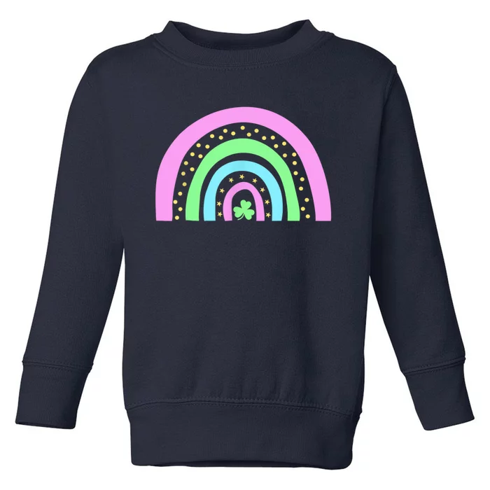 Green Four Leaf Clover Rainbow St Patrick's Day Toddler Sweatshirt