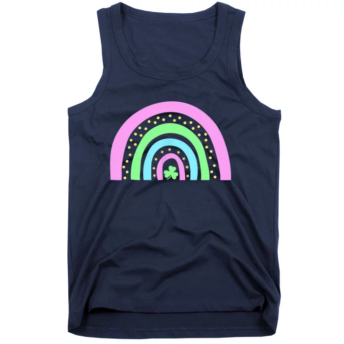 Green Four Leaf Clover Rainbow St Patrick's Day Tank Top