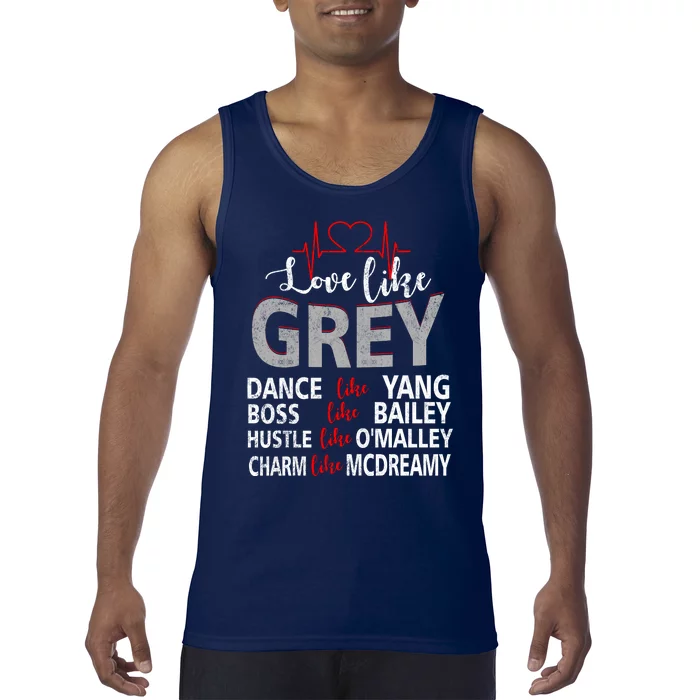 Grey’s Fan Love Like Grey, Dance Like Yang, Boss Like Bailey, Hustle Like O Tank Top