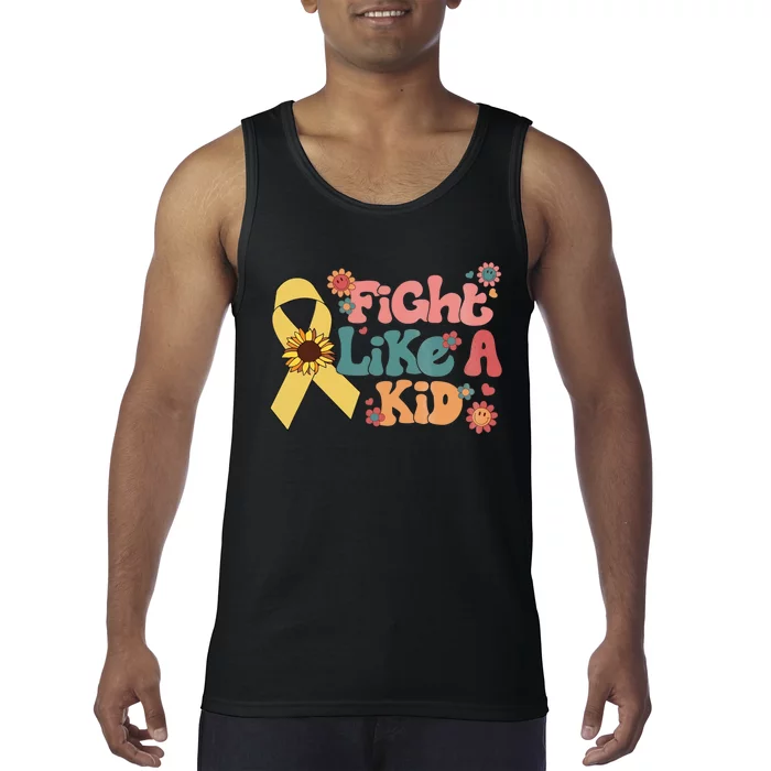 Groovy Fight Like A Childhood Cancer Awareness Month Tank Top