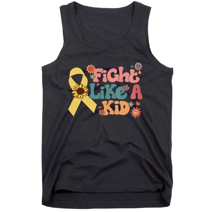 Groovy Fight Like A Childhood Cancer Awareness Month Tank Top