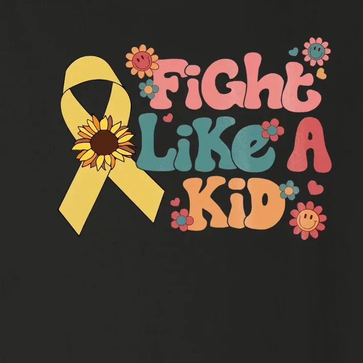 Groovy Fight Like A Childhood Cancer Awareness Month Toddler Long Sleeve Shirt