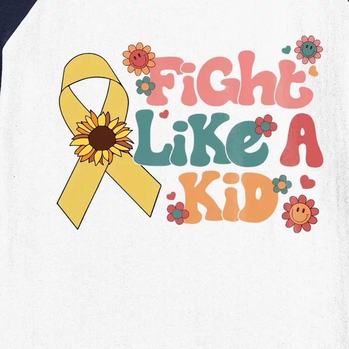 Groovy Fight Like A Childhood Cancer Awareness Month Baseball Sleeve Shirt