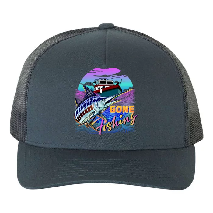 Gone Fishing Marlin Boat Yupoong Adult 5-Panel Trucker Hat