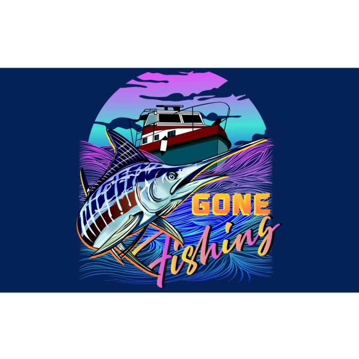 Gone Fishing Marlin Boat Bumper Sticker