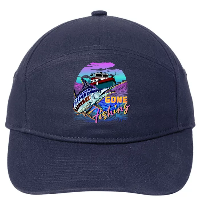 Gone Fishing Marlin Boat 7-Panel Snapback Hat