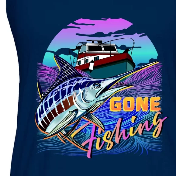 Gone Fishing Marlin Boat Ladies Essential Flowy Tank