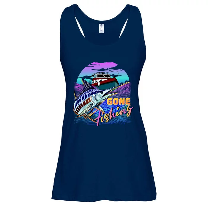 Gone Fishing Marlin Boat Ladies Essential Flowy Tank