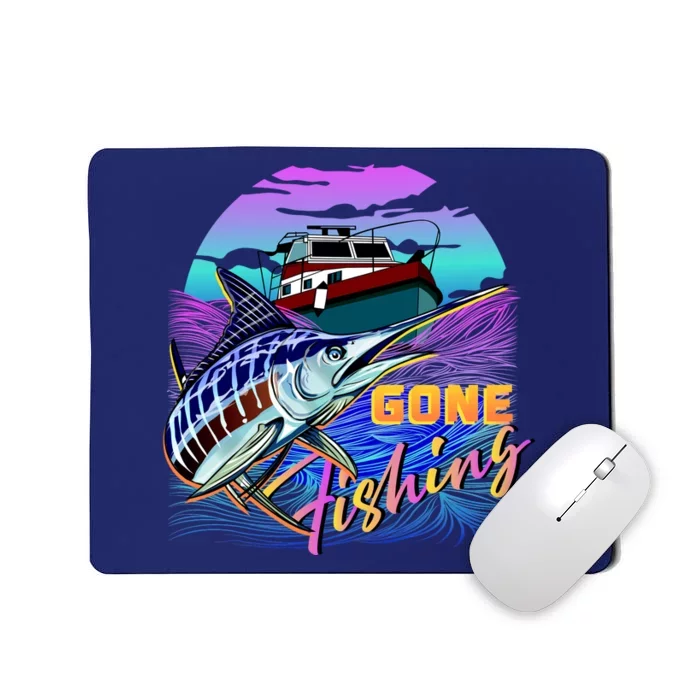 Gone Fishing Marlin Boat Mousepad