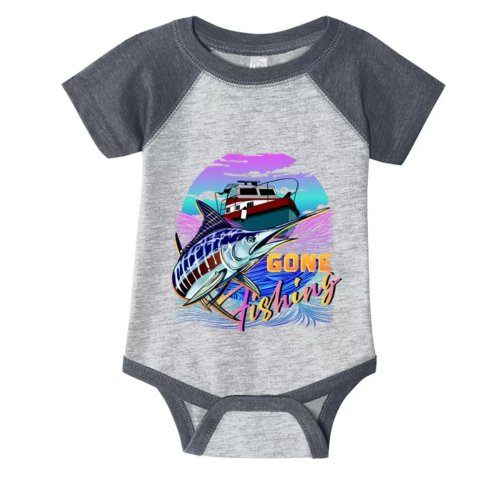 Gone Fishing Marlin Boat Infant Baby Jersey Bodysuit