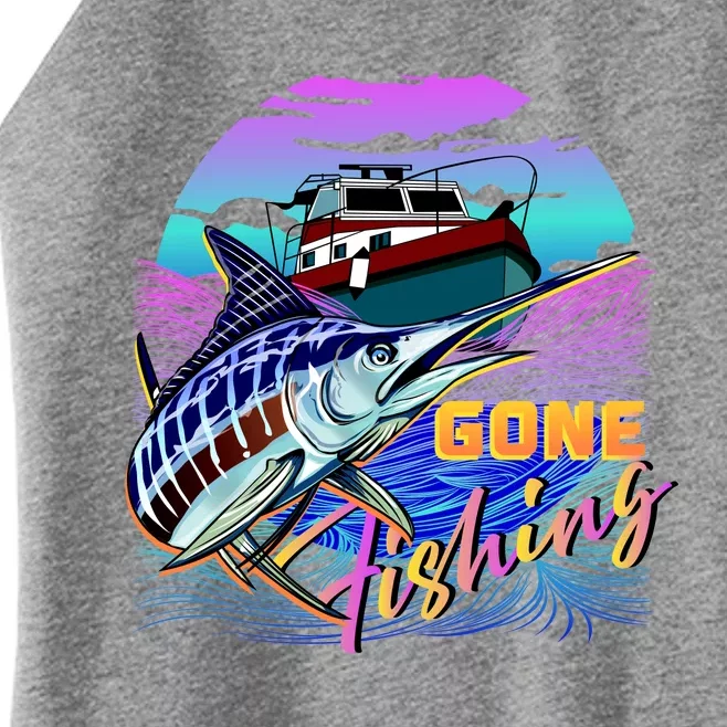 Gone Fishing Marlin Boat Women’s Perfect Tri Rocker Tank