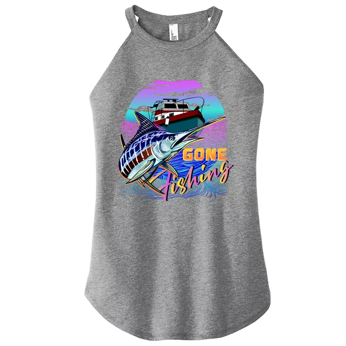 Gone Fishing Marlin Boat Women’s Perfect Tri Rocker Tank