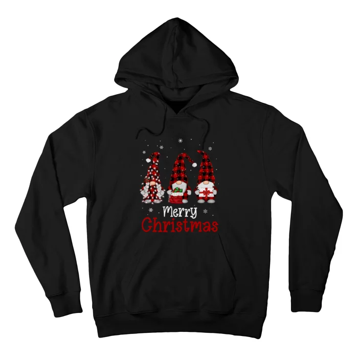 Gnome Family Merry Christmas Red Plaid Xmas Hoodie