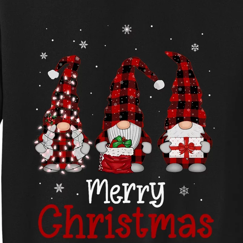 Gnome Family Merry Christmas Red Plaid Xmas Tall Sweatshirt