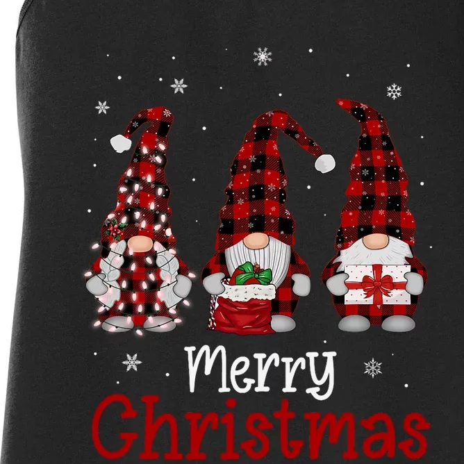 Gnome Family Merry Christmas Red Plaid Xmas Women's Racerback Tank