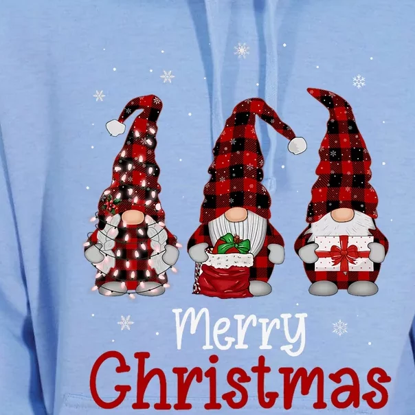 Gnome Family Merry Christmas Red Plaid Xmas Unisex Surf Hoodie