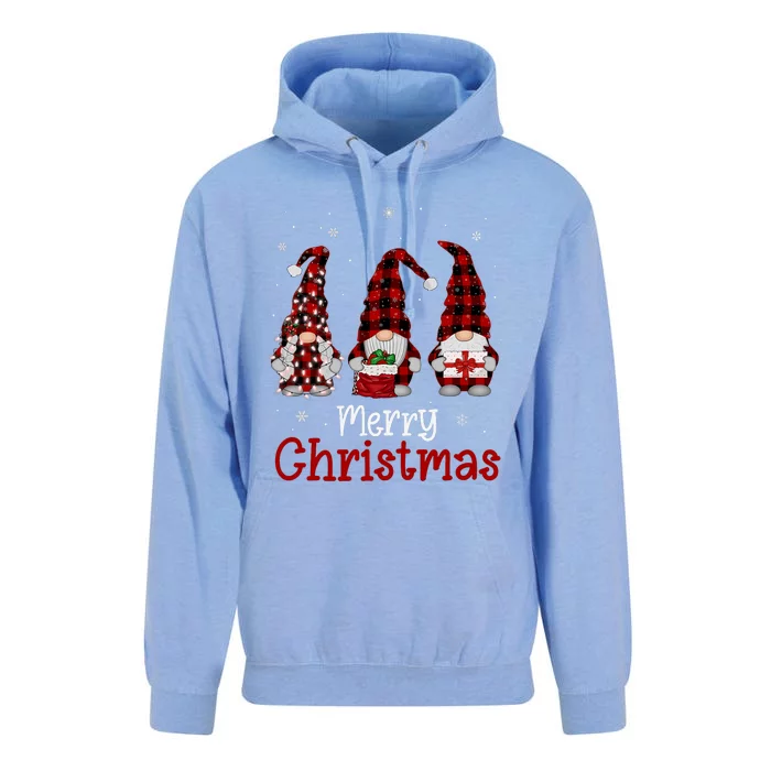 Gnome Family Merry Christmas Red Plaid Xmas Unisex Surf Hoodie