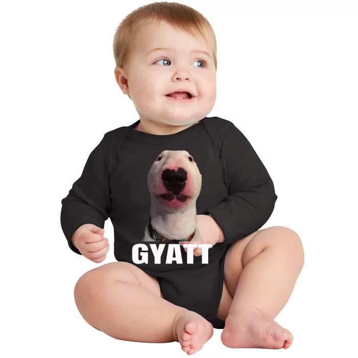 Gyatt Funny Meme Damn Trend Reaction Cringe Gyatt Baby Long Sleeve Bodysuit