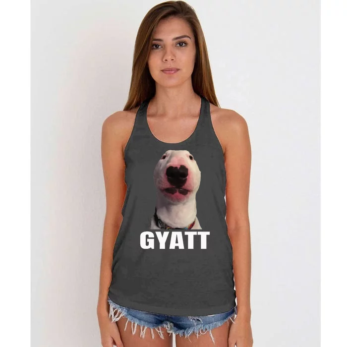 Gyatt Funny Meme Damn Trend Reaction Cringe Gyatt Women's Knotted Racerback Tank