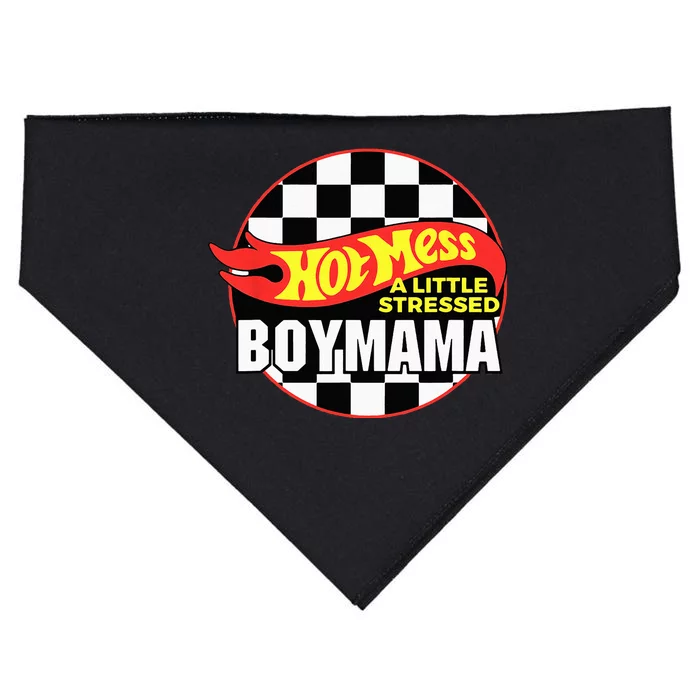 Gifts For Mom Hot Mess A Little Stressed Boy Mama USA-Made Doggie Bandana